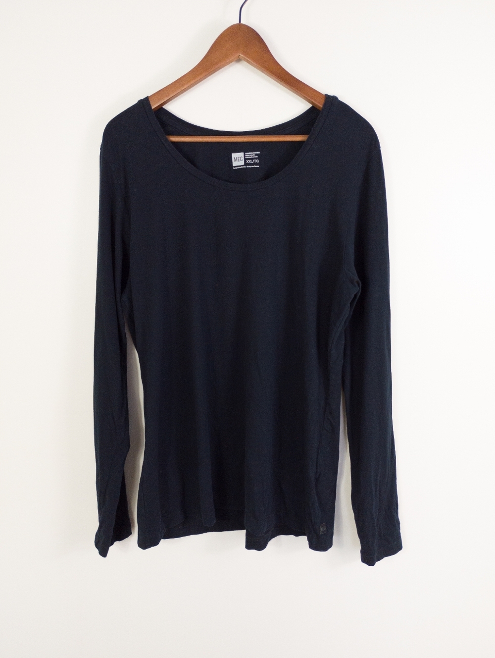 MEC Women's Long Sleeve T-Shirt Organic Cotton Spandex Black XXL